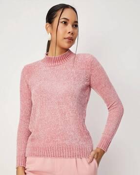 ribbed high-neck pullover