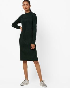 ribbed high-neck sweater dress