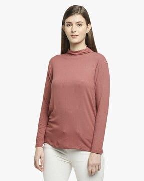 ribbed high-neck t-shirt