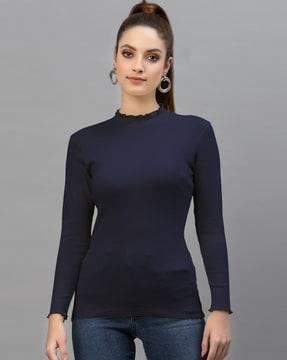 ribbed high-neck top