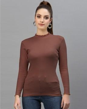 ribbed high-neck top