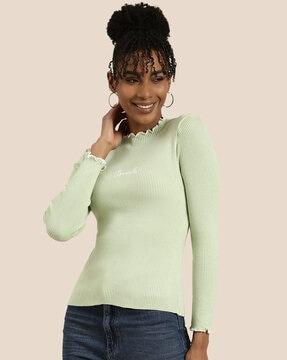 ribbed high-neck top
