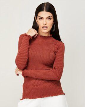 ribbed high neck top