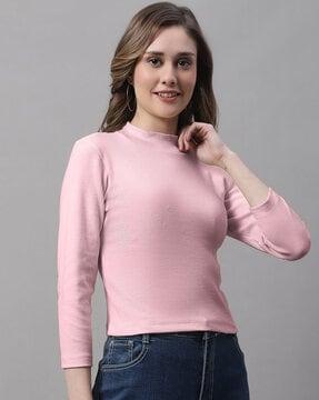 ribbed high-neck top