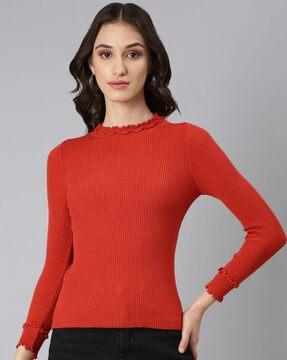 ribbed high-neck top