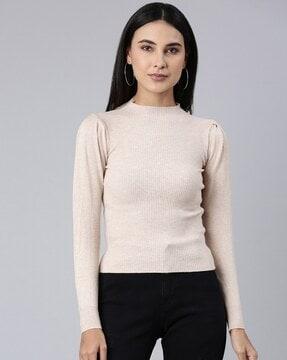 ribbed high-neck top