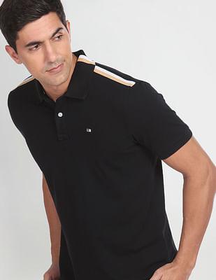 ribbed insert cotton polo shirt