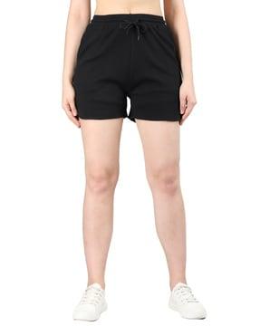ribbed knit shorts with curved hem