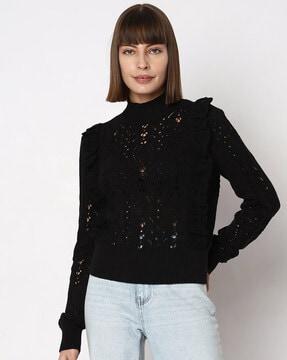 ribbed knitted high-neck pullover