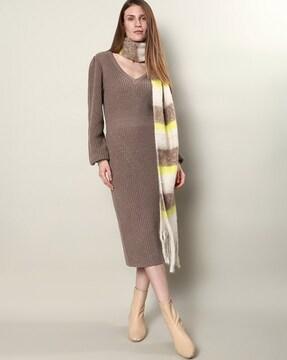 ribbed knitted sheath dress