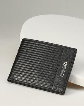 ribbed leather bi-fold wallet