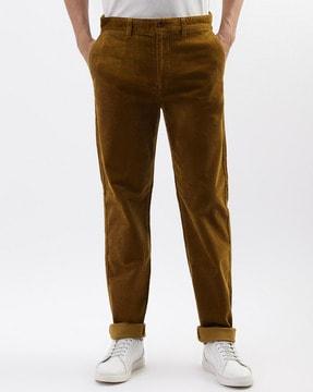 ribbed mid-rise trousers