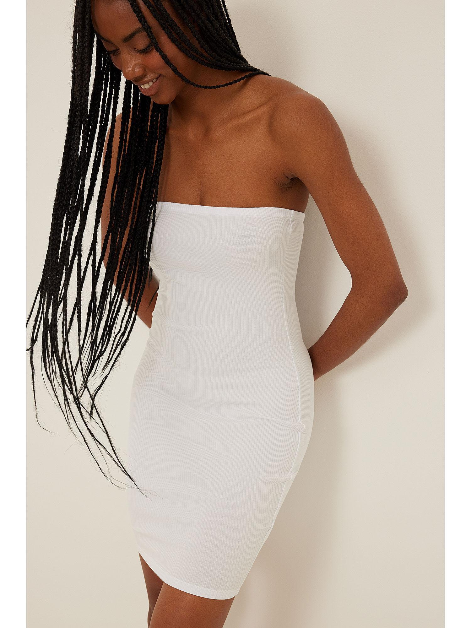 ribbed mini tube dress-white