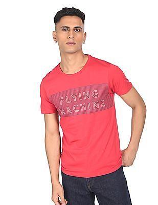 ribbed neck brand print t-shirt