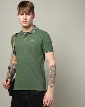 ribbed neck short sleeves polo t-shirt