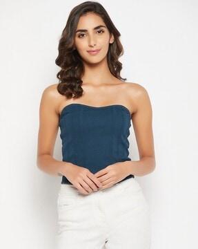 ribbed off-shoulder sleeve tube top