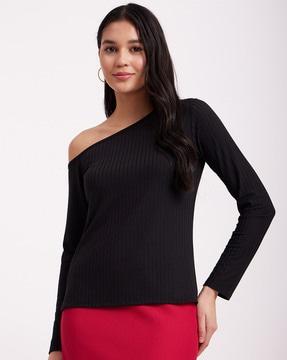 ribbed one-shoulder top