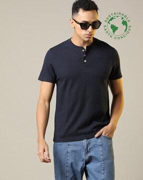 ribbed organic cotton henley t-shirt