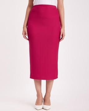 ribbed pencil skirt with elasticated waist