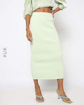 ribbed pencil skirt with elasticated waist