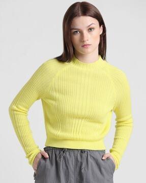 ribbed pullover with full sleeves