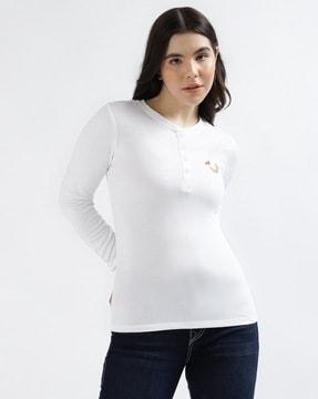 ribbed regular fit henley t-shirt