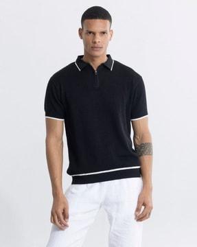 ribbed regular fit polo t-shirt