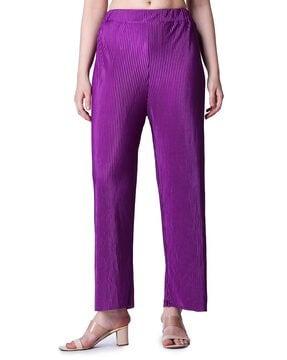 ribbed relaxed fit pants with elasticated waist