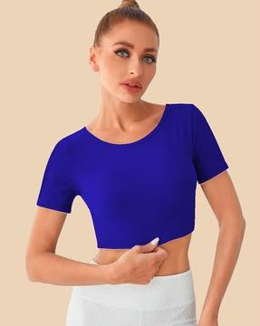 ribbed round-neck crop top