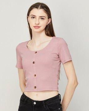 ribbed round-neck crop top