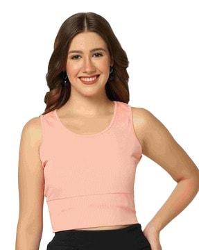 ribbed round-neck crop top