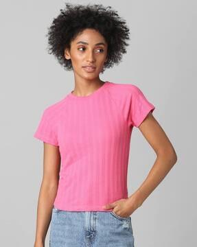 ribbed round-neck fitted top