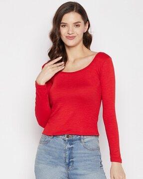 ribbed round-neck fitted top