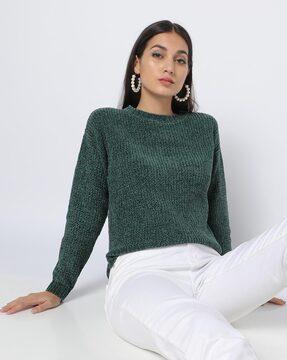 ribbed round-neck pullover