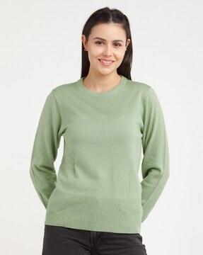 ribbed round-neck pullover