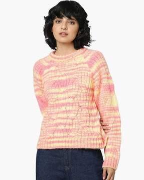 ribbed round-neck pullover