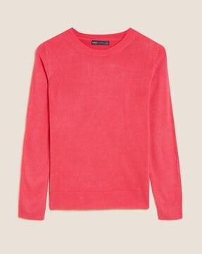 ribbed round-neck pullover