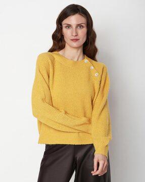 ribbed round-neck pullover