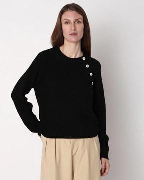 ribbed round-neck pullover