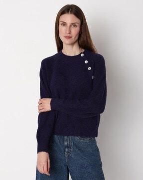 ribbed round-neck pullover