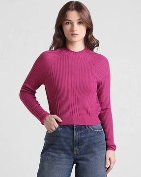 ribbed round-neck pullover