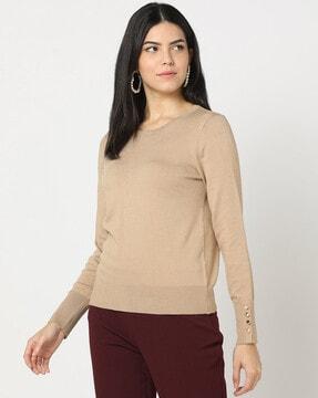ribbed round-neck pullovers