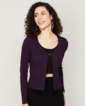 ribbed round-neck shrug