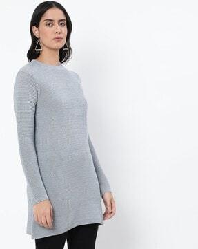 ribbed round-neck sweater dress