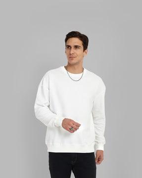 ribbed round-neck sweatshirt