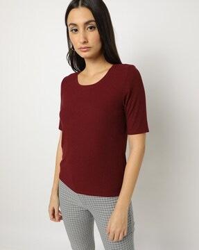 ribbed round-neck t-shirt