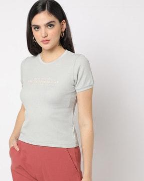 ribbed round-neck t-shirt