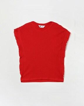 ribbed round-neck t-shirt