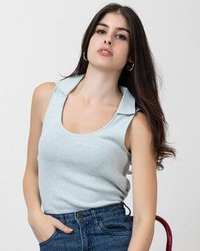 ribbed round-neck t-shirt