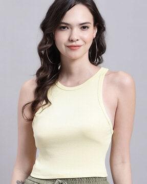 ribbed round-neck tank top